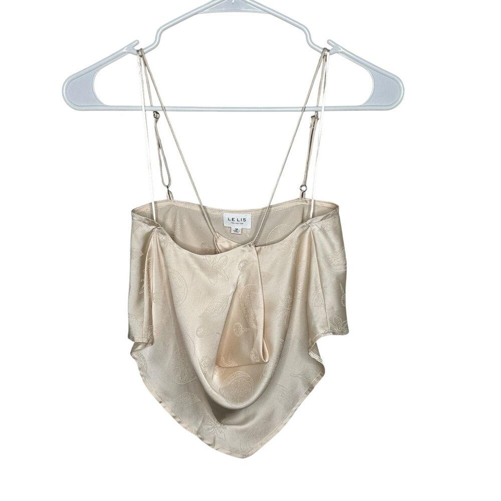 Le Lis Collection Satin Cowl Neck Camisole Top - Beige - Size M - Picture 4 of 10
